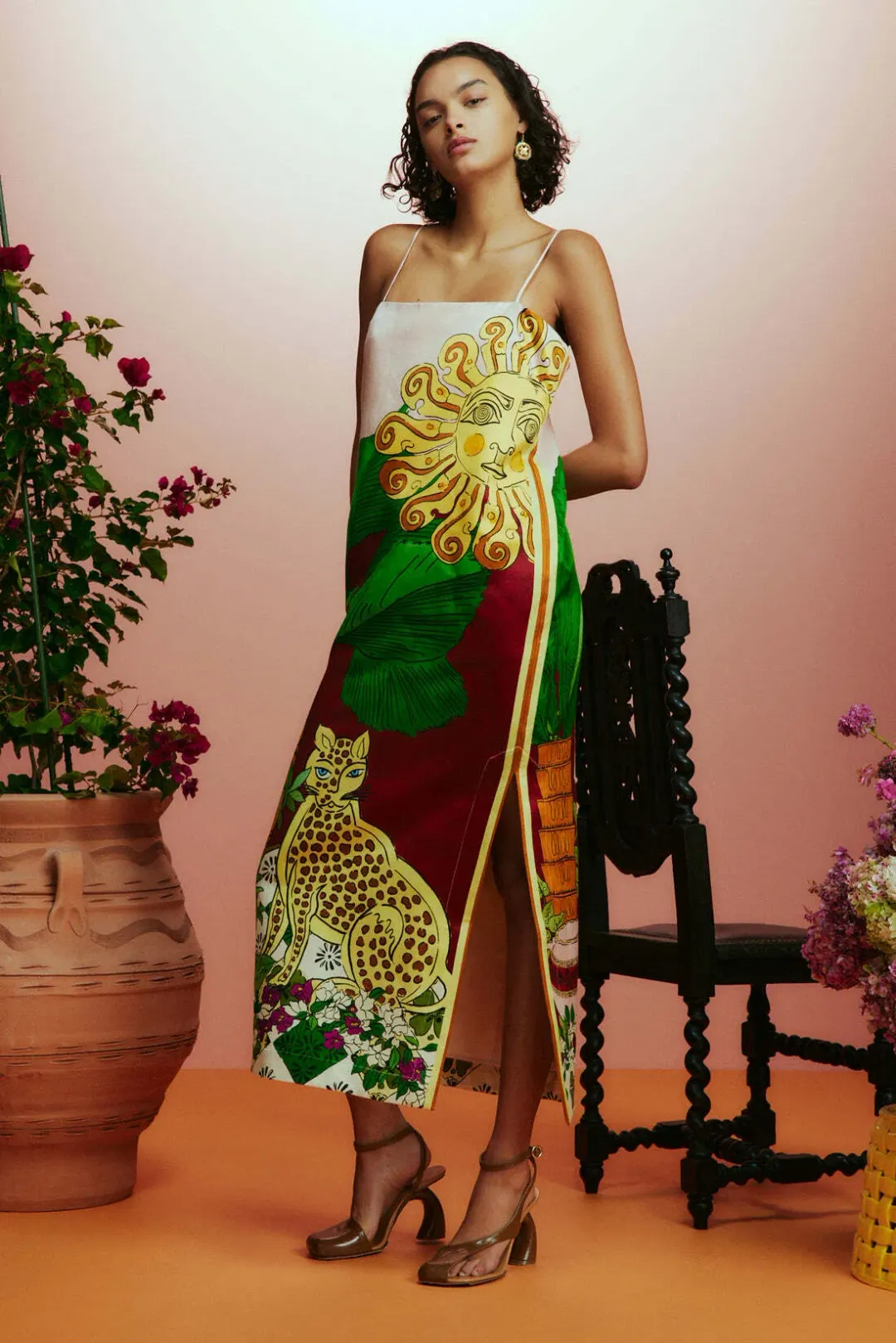 Alemais Tiger Slip Midi Dress Print Size 12 for rent on The Volte - main image