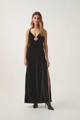 Aje Moonbow Velvet Maxi Dress Black Size 8 for rent on The Volte - image 1