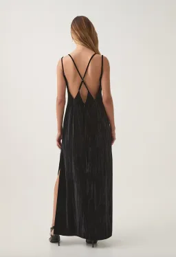 Aje Moonbow Velvet Maxi Dress Black Size 8 for rent on The Volte - image 3