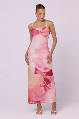 Isabelle Quinn Nora Mesh Maxi Dress Dahlia Floral Size 10 for rent on The Volte - image 1