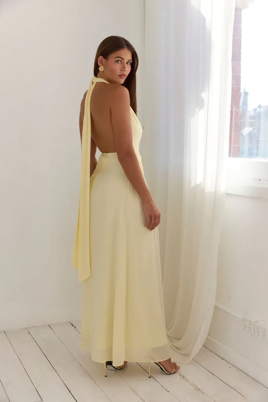 Calia Collection Antonia Maxi Dress in Baby Yellow Size 8 for rent on The Volte - main image
