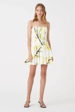 Aje Mimosa Shirred Ruffle Mini Dress Print Size 8 for rent on The Volte - image 1