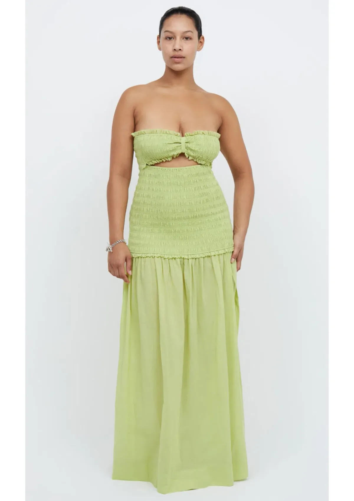 Bec & Bridge Solstice Strapless Maxi Dress Lime Size 6 for rent on The Volte - main image