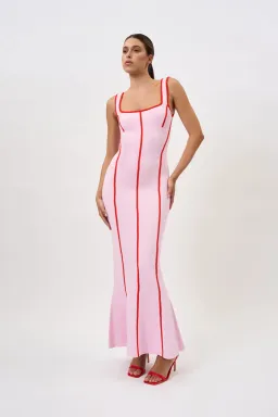 By Johnny Belle Contrast Pipe Knit Dress Pink/Red Size S / AU 8 for rent on The Volte - image 2