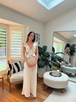 Cienti the Label Flounce Maxi Dress Beige Size 6 for rent on The Volte - image 2