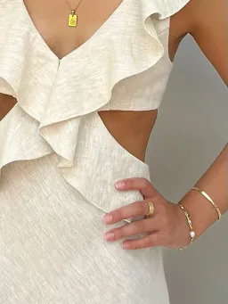 Cienti the Label Flounce Maxi Dress Beige Size 6 for rent on The Volte - image 4