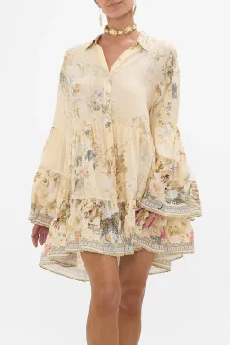 Camilla Tiered Mini Dress With Collar Adorned In Antiquity Size S / AU 10 for rent on The Volte - image 2
