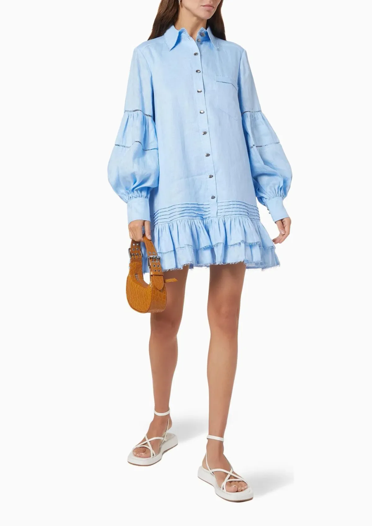 Aje Lotus Shirt Mini Dress Blue Size 16 for rent on The Volte - main image