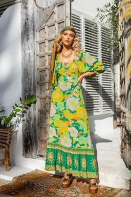 Nine Lives Bazaar Gigi Long Sleeve Maxi Gown Green AUS 6 / US 2 / EUR 34  for rent on The Volte - image 1