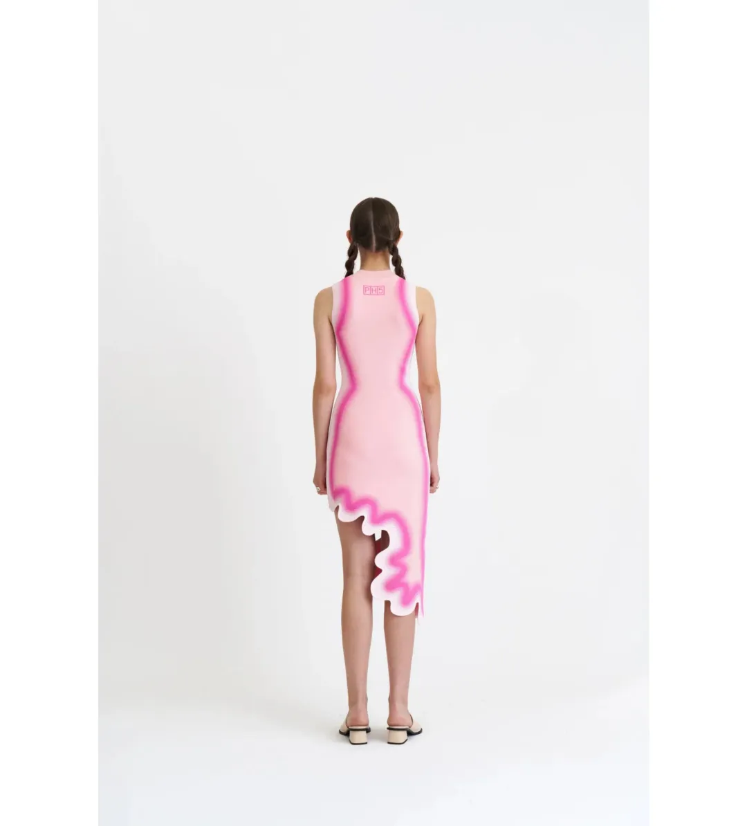 PH5 Brooklyn Wavy Asymmetric Midi Dress in Chiffon Pink Size M / AU 12 for rent on The Volte - main image