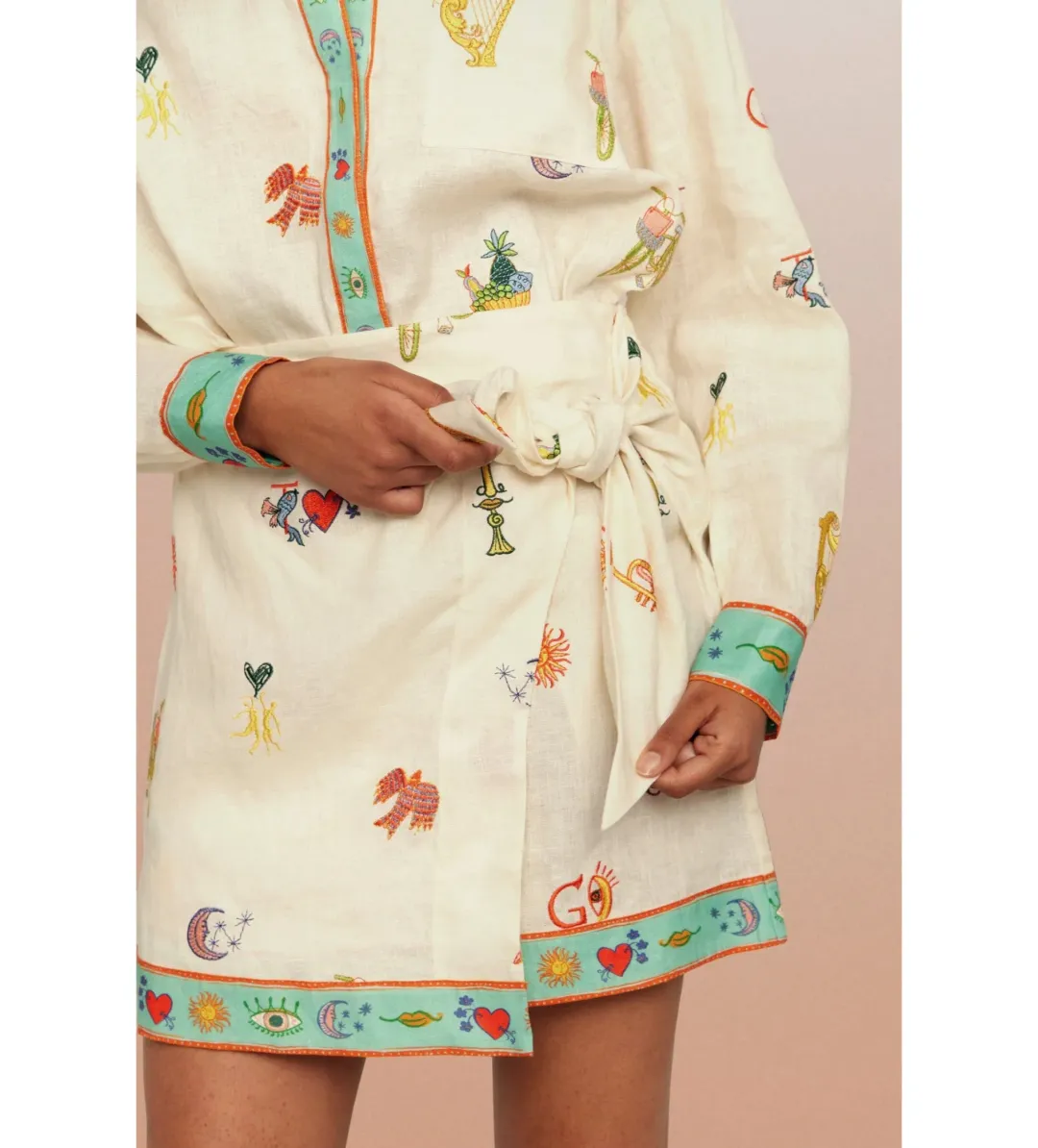 Alémais Holiday Go-to Embroidered Shirt and Skirt Print Size AU 14 for rent on The Volte - main image