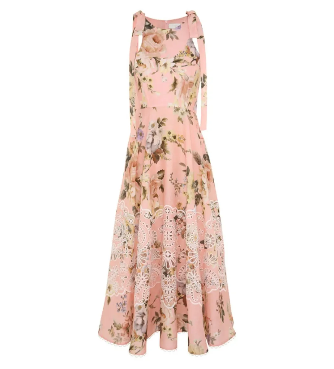 Zimmermann Acacia Broderie Midi Dress in Pink Floral Size 1 / AU 10 for rent on The Volte - main image