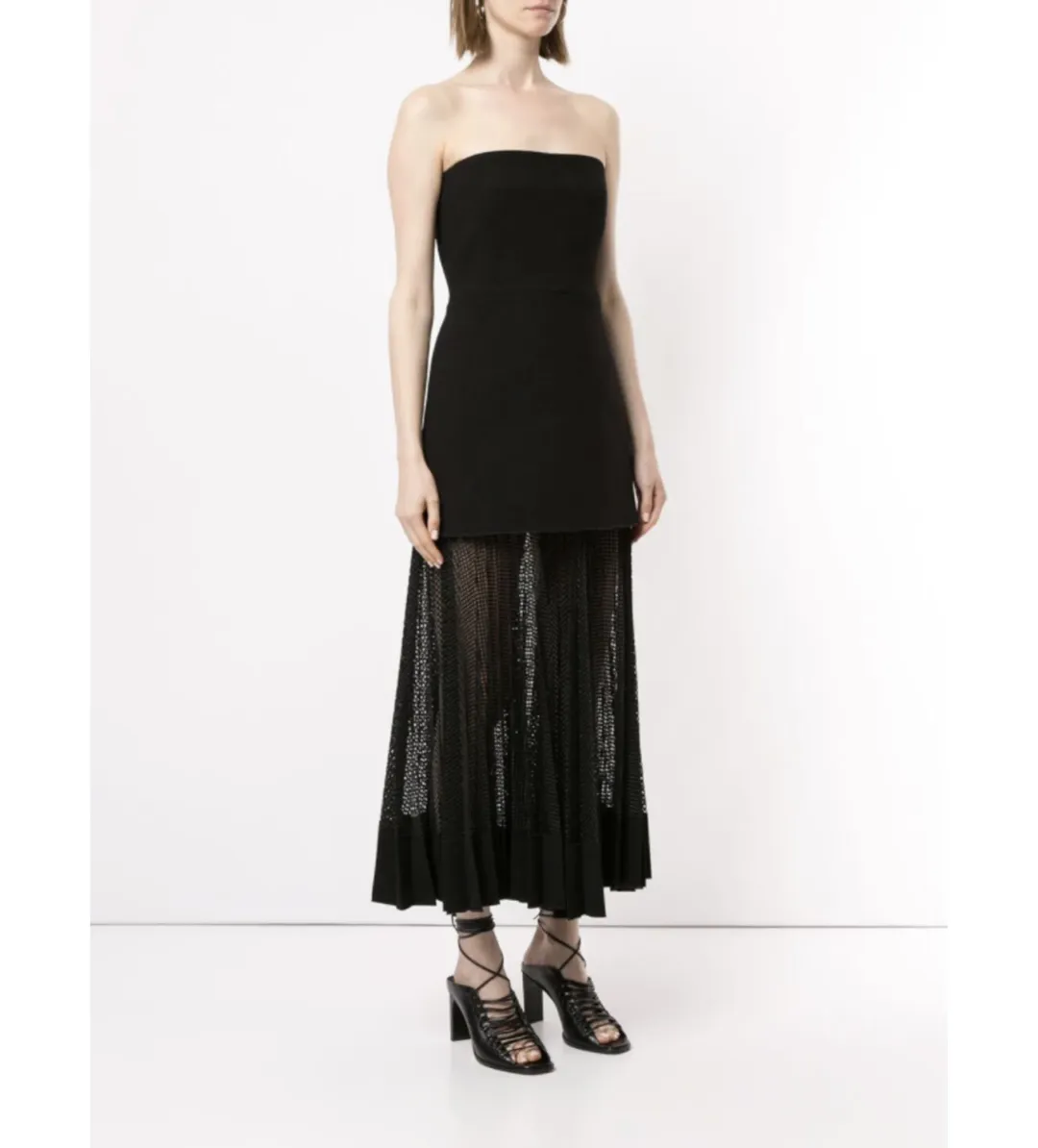 Dion Lee Net Pleat Strapless Dress Black Size AU 10 for rent on The Volte - main image