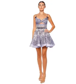 Zimmermann Crush Twist Front Mini Dress in Blue Lace Print Size 1 / AU 10 for rent on The Volte - image 1
