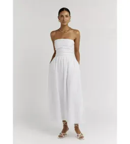 Dissh Lexi Linen Midi Dress White Size AU 10 for rent on The Volte - image 1