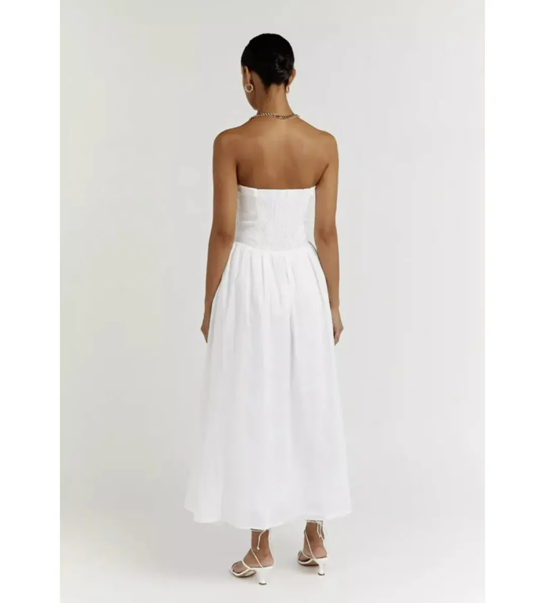 Dissh Lexi Linen Midi Dress White Size AU 10 for rent on The Volte - main image