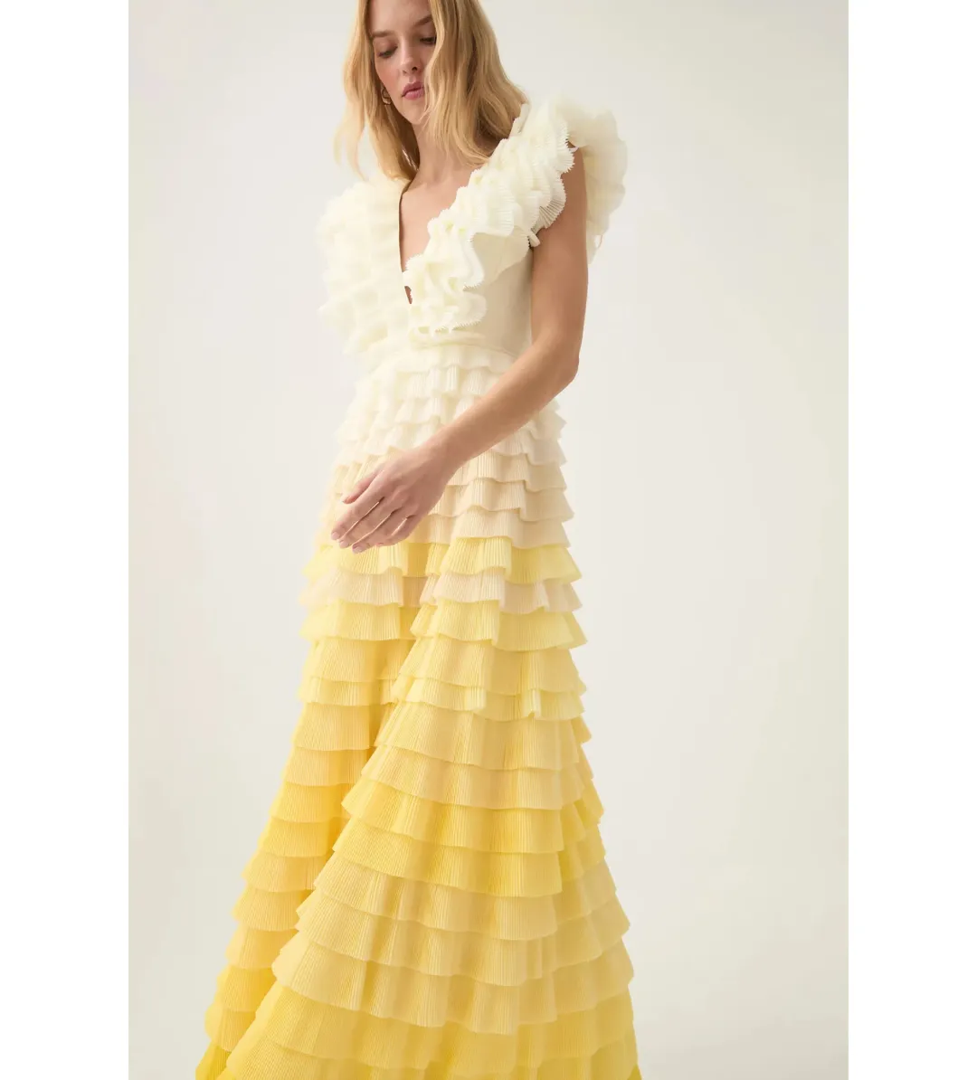 Aje Reflection Ombre Gown in Ivory/Acacia Yellow Size AU 16 for rent on The Volte - main image