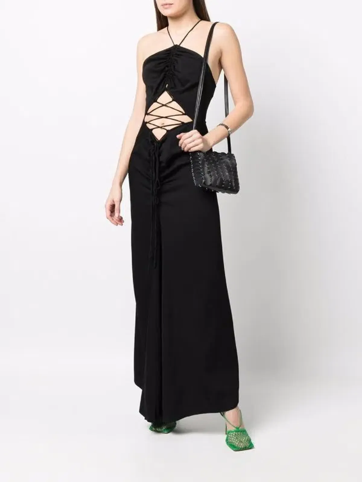 Christopher Esber Lattice Waist  Tie Dress Black Size 6 for rent on The Volte - main image