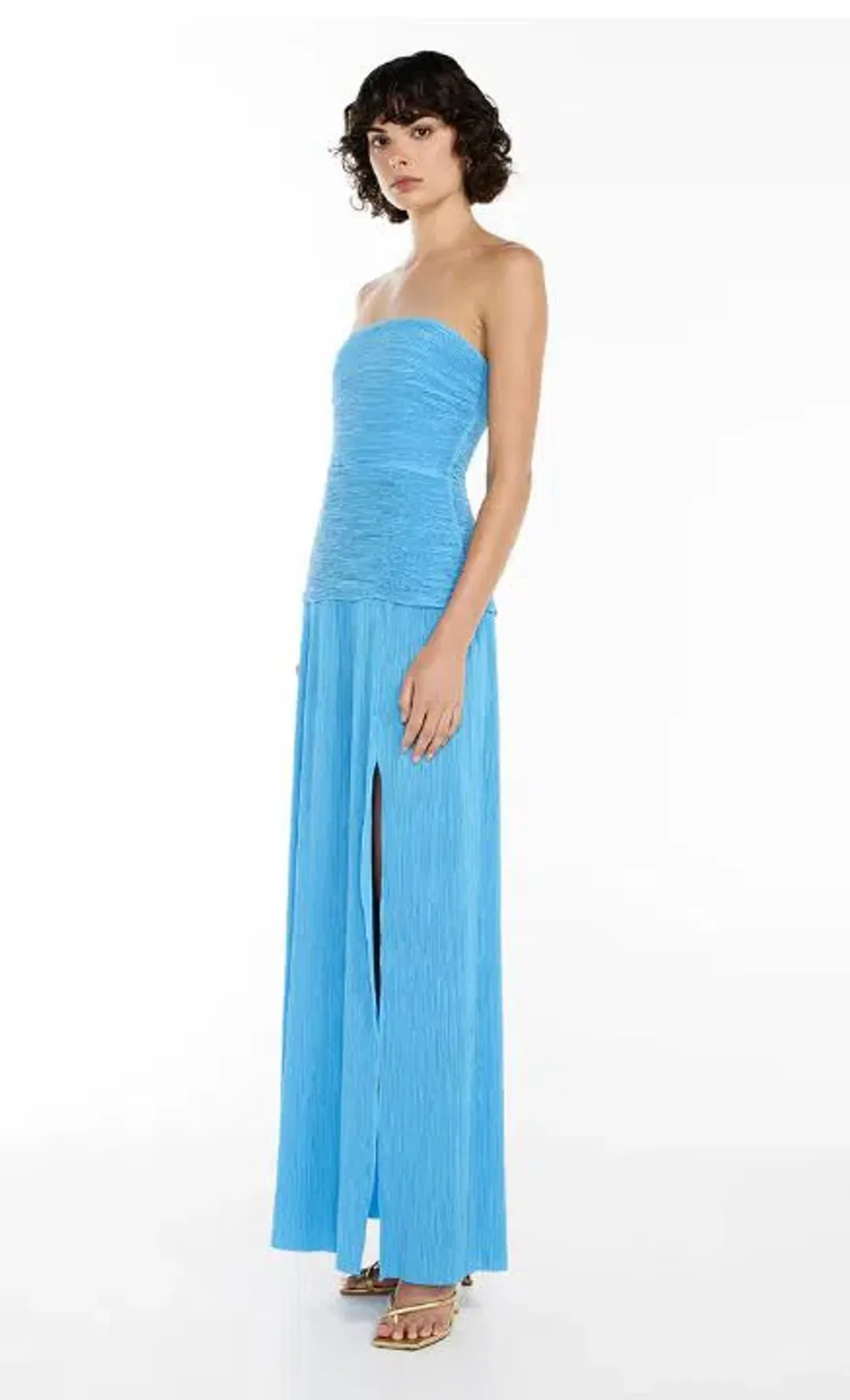 Manning Cartell Double Time Pleat Strapless Dress in Cerulean Blue Size 8 for rent on The Volte - main image