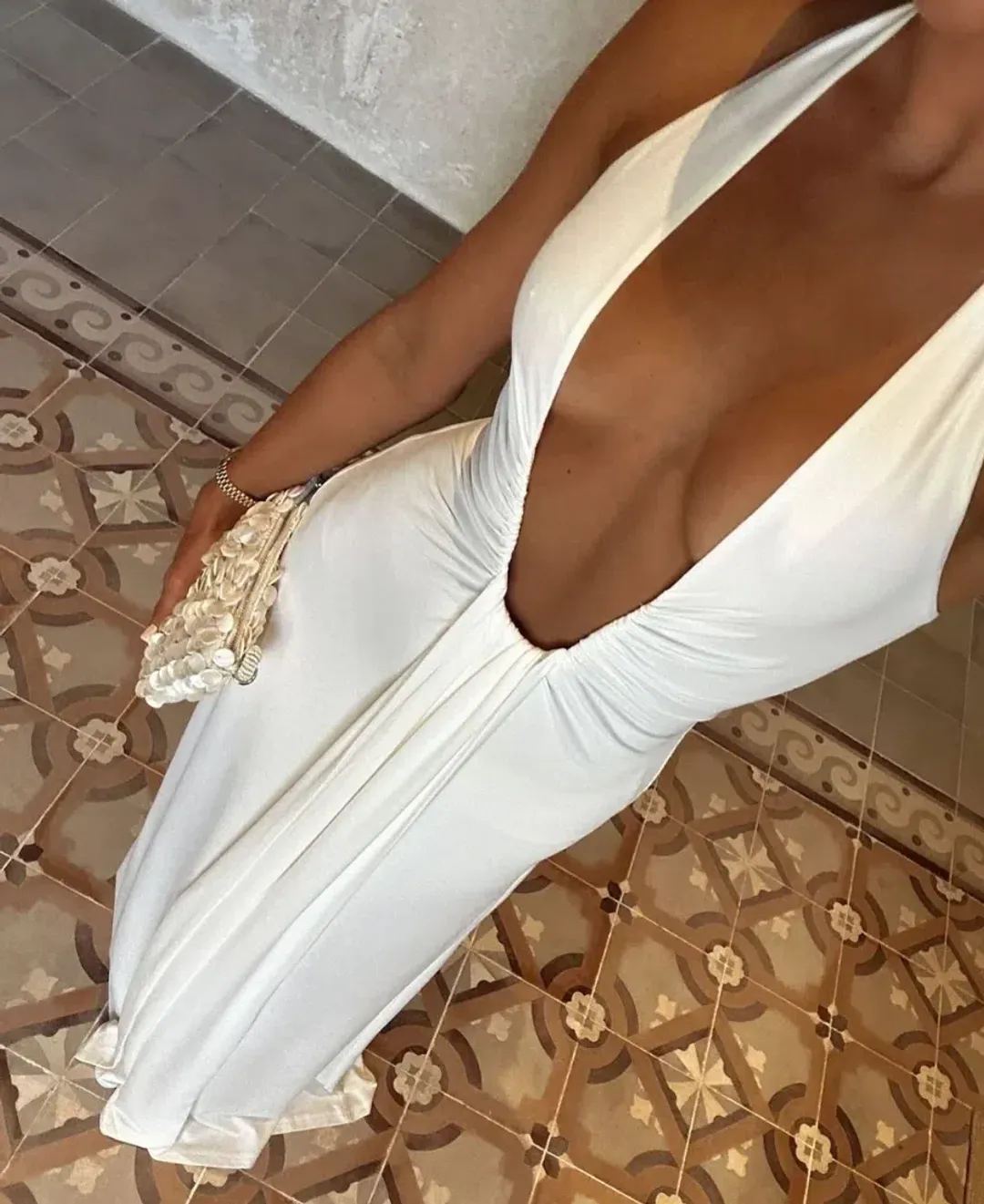 MISHA Jennifer Cupro Maxi Dress Size White 8/S for rent on The Volte - main image