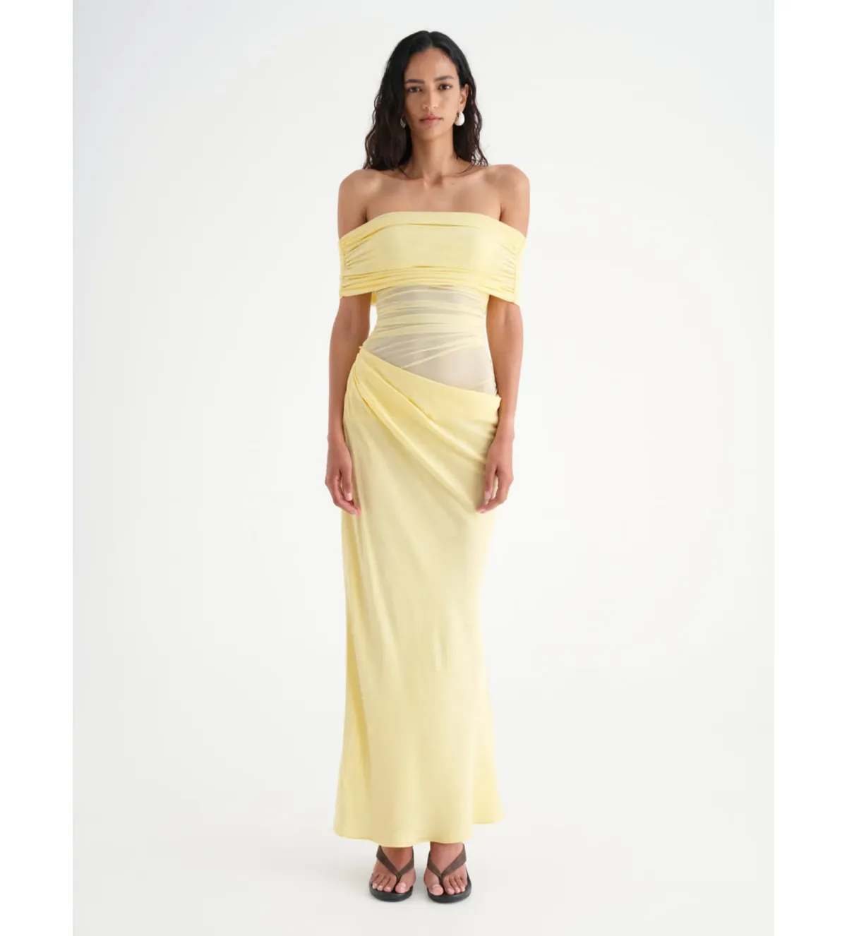 Benni Nico Off Shoulder Maxi Dress Yellow Size 6 for rent on The Volte - main image