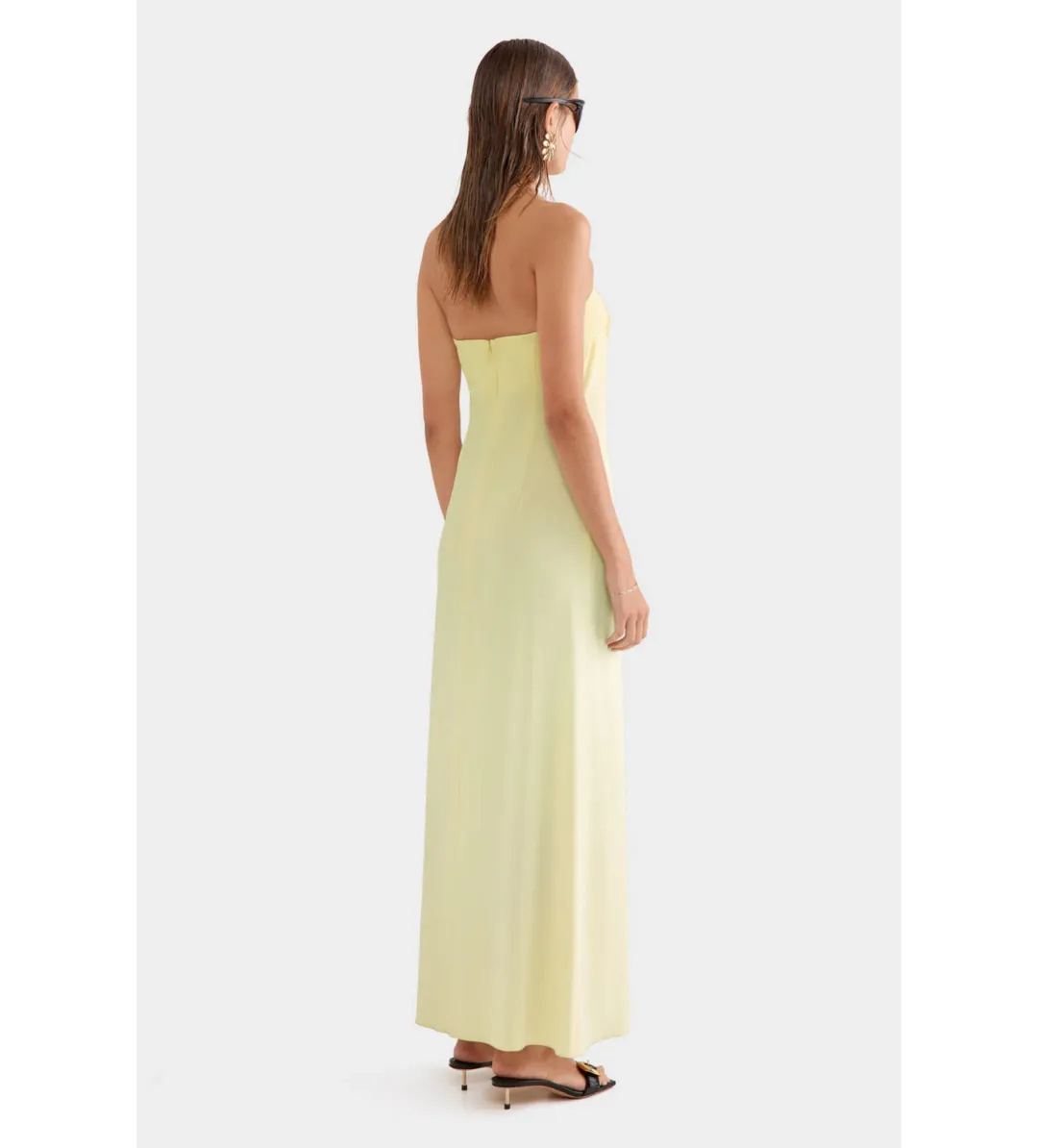 Venroy Beaded Strapless Maxi Dress Pastel Yellow Size 6  for rent on The Volte - main image