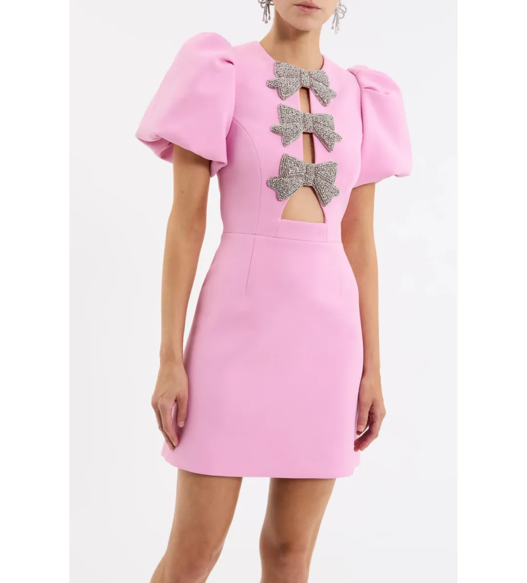 Rebecca Vallance Juliana Puff Sleeve Mini Dress Pink Size AU 12 for rent on The Volte - main image
