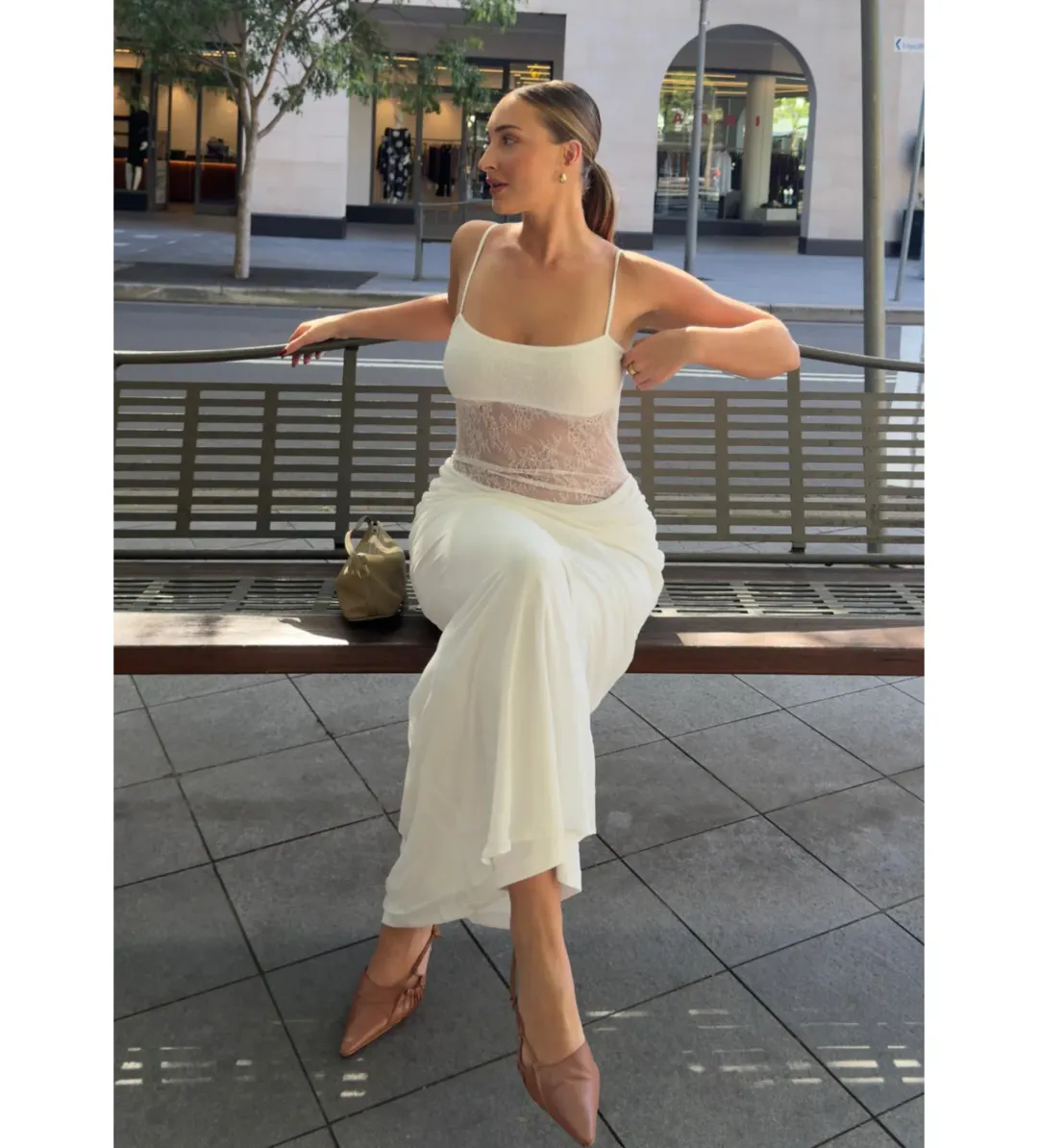 Benni Gabriel Maxi Dress White Size AU 6 for rent on The Volte - main image