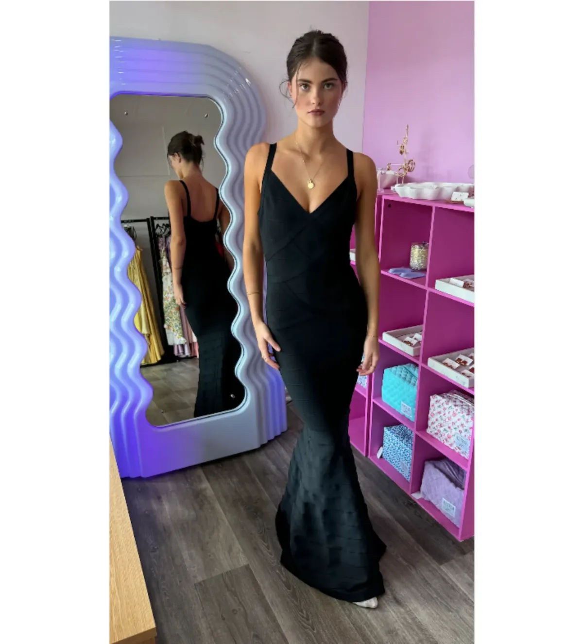 Herve Leger V-Neck Bandage Gown Black Size XS / AU 6 for rent on The Volte - main image