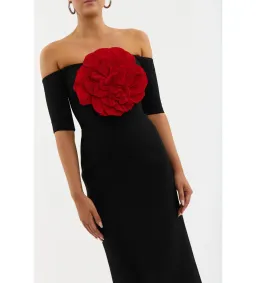 Rebecca Vallance Rhosen Off The Shoulder Midi Dress Black Size AU 8 for rent on The Volte - image 3