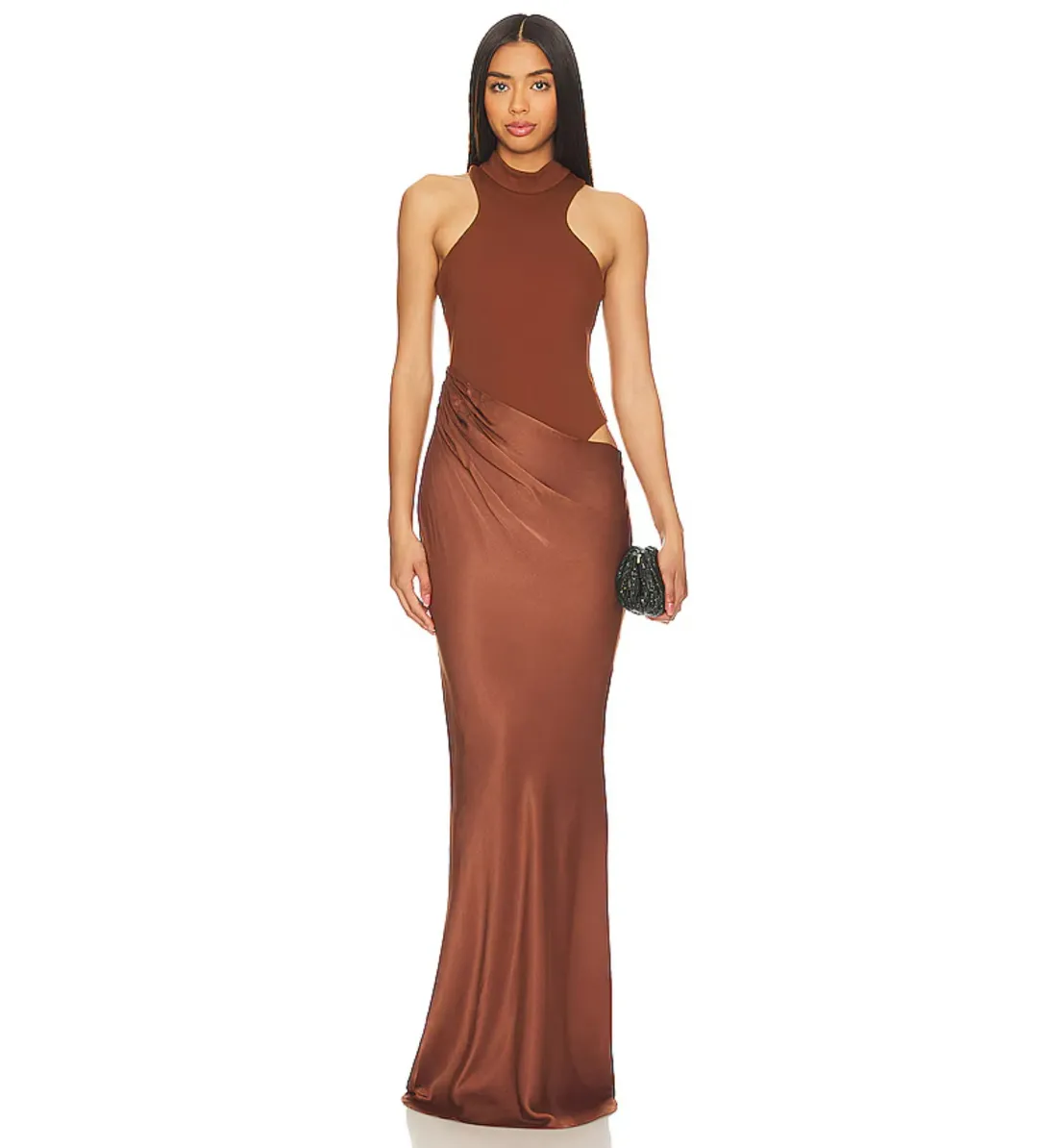Camila Coelho Estrella Maxi Dress Nutshell Brown Size XS / AU 6  for rent on The Volte - main image