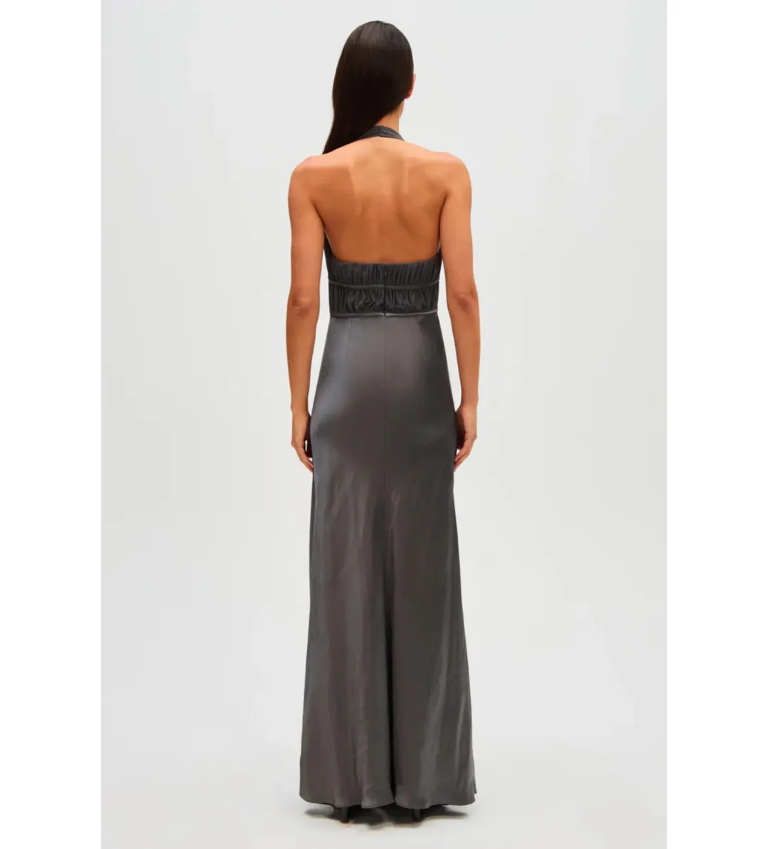Misha Celine Satin Maxi Dress in Pewter Size 6/XS for rent on The Volte - main image