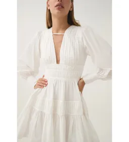 Aje Fallingwater Ruched Mini Dress in Ivory Size AU 14 for rent on The Volte - image 3
