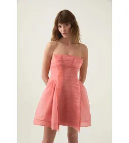 Aje Astrid Strapless Mini Dress Washed Coral Size AU 12 for rent on The Volte - image 2