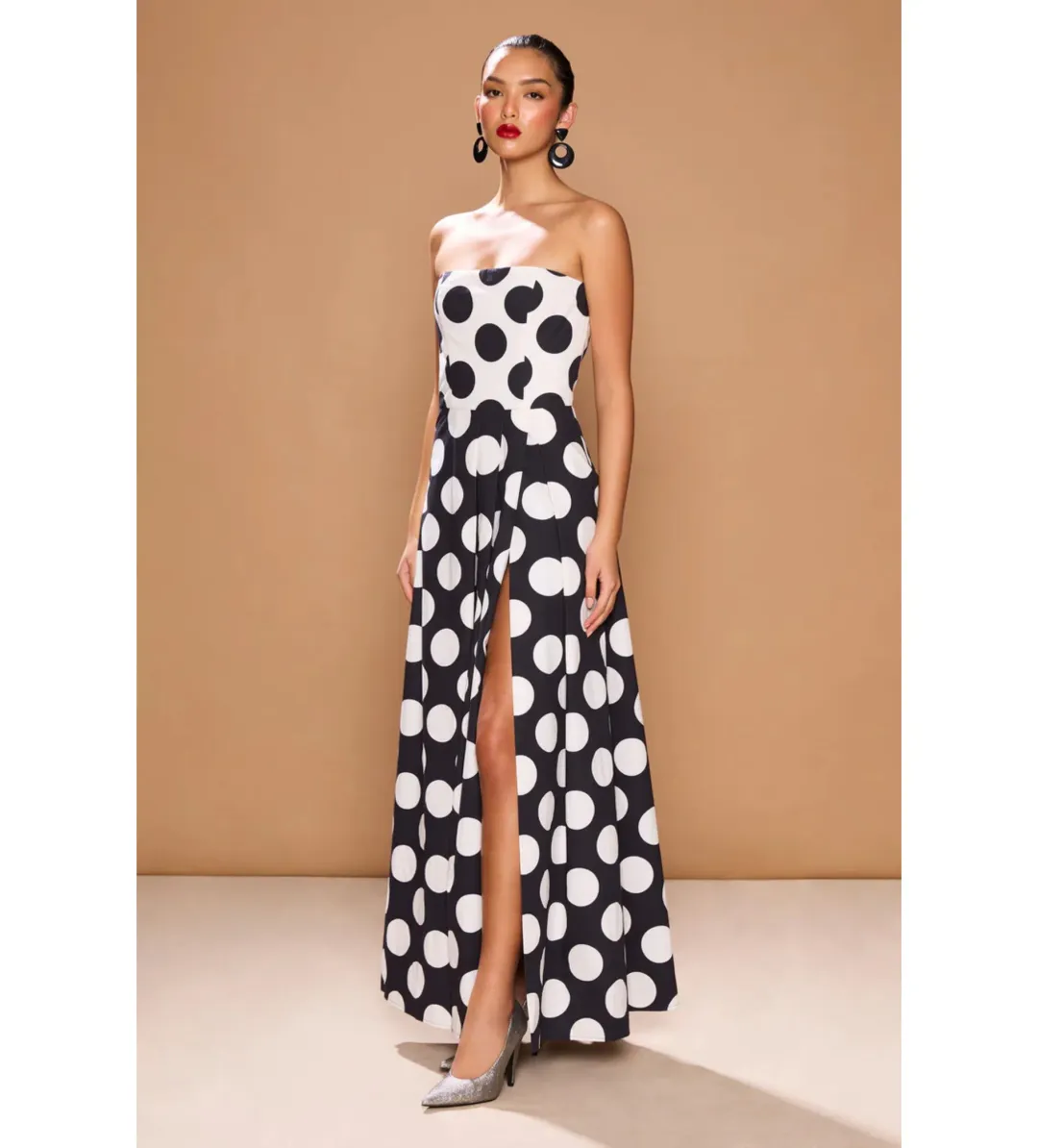 Sonya Moda Sonja Milano Polka Dot Dress Maxi Black Size AU 12 for rent on The Volte - main image