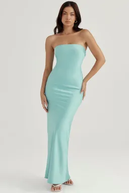 House of CB Alette Satin Maxi Dress Jade Size M / AU 10 for rent on The Volte - image 1