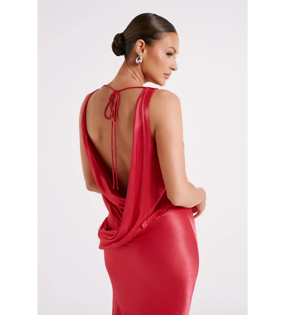 Meshki Ellison Satin Cowl Gown Red Size Small / AU 8 for rent on The Volte - main image