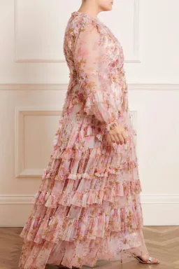 Needle and Thread Darling Meadow Ruffle Gown in Pink / Multi Size 20  for rent on The Volte - image 5