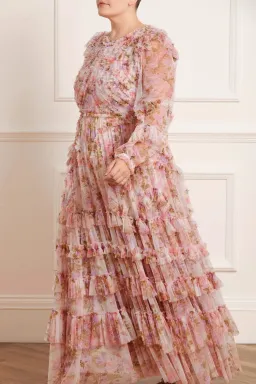Needle and Thread Darling Meadow Ruffle Gown in Pink / Multi Size 20  for rent on The Volte - image 2