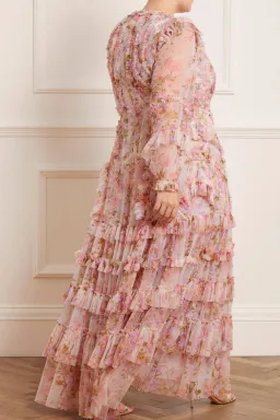 Needle and Thread Darling Meadow Ruffle Gown in Pink / Multi Size 20  for rent on The Volte - image 3