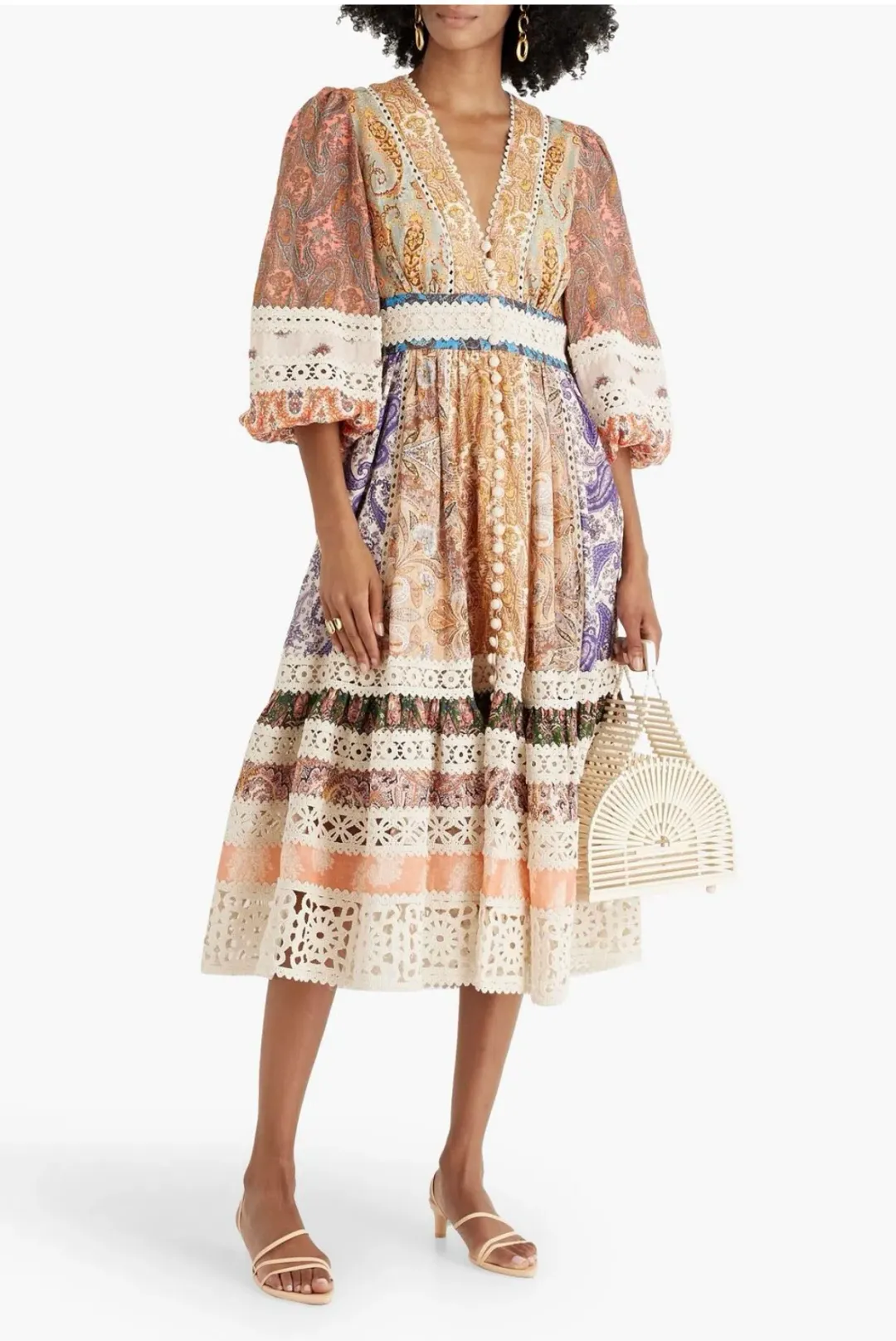 Zimmermann Devi Spliced Midi Dress Print Size 4 / AU 16 for rent on The Volte - main image