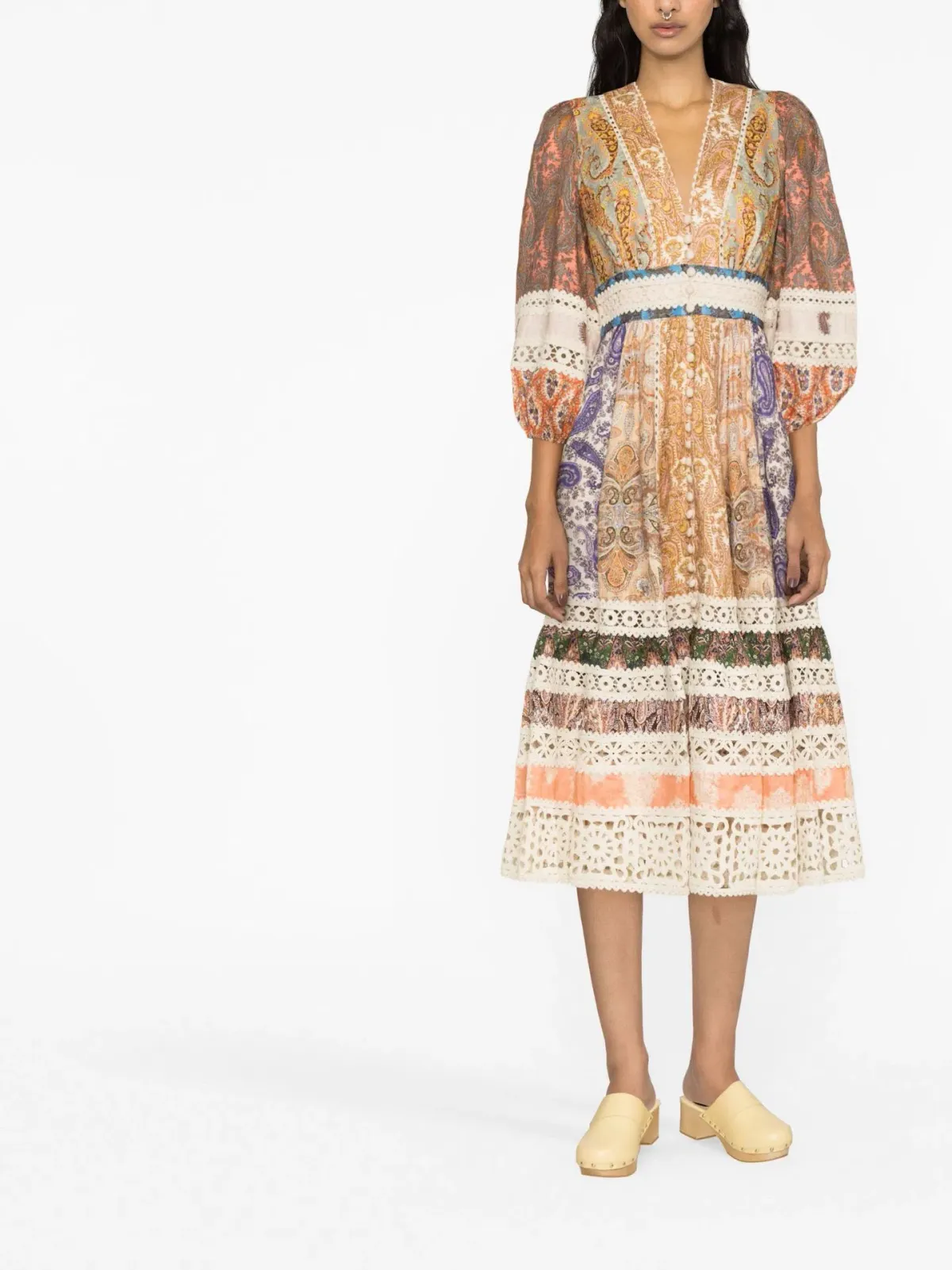 Zimmermann Devi Spliced Midi Dress Print Size 4 / AU 16 for rent on The Volte - main image