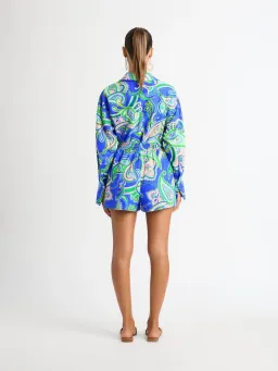 Sheike Balearic Sea Linen Shirt and Short Set Print Size 10  for rent on The Volte - image 3