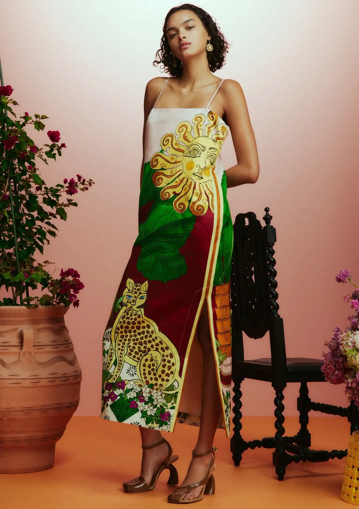 Alemais Tiger Slip Midi Dress Multi Size AU 12 for rent on The Volte - main image
