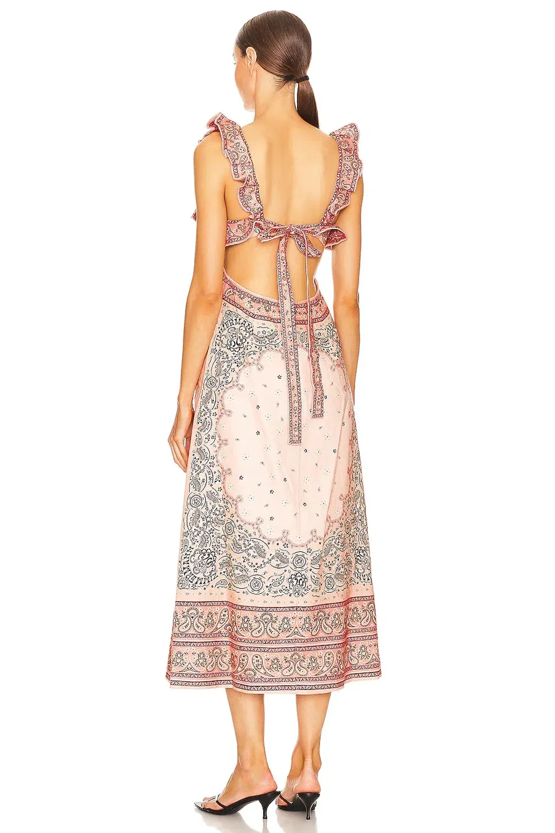 Zimmermann Matchmaker Frilled Midi Dress Pink Bandana Size 4 / AU 16 for rent on The Volte - main image