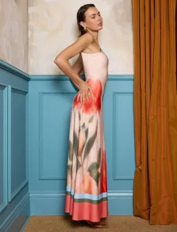 With Harper Lu Low Back Maxi Dress Peach Floral Size S / AU 8 for rent on The Volte - image 5