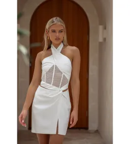 Sabo Skirt Amaris Halter Dress White Size L / AU 12 for rent on The Volte - image 2