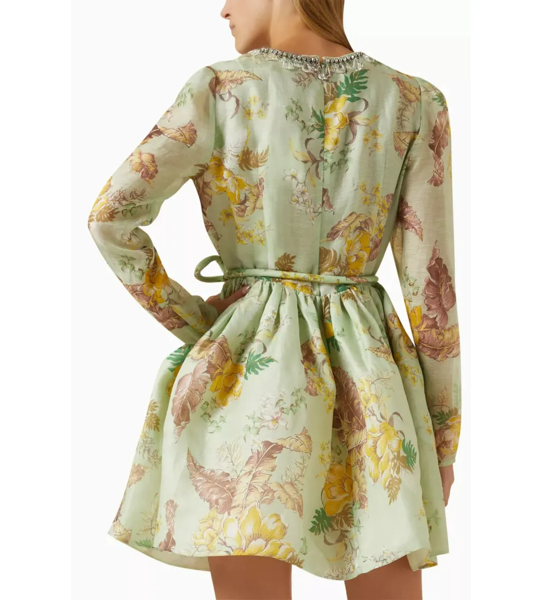 Zimmermann Matchmaker Tulip Mini Dress in Mint Tropical Floral Size 2 / AU 12 for rent on The Volte - main image
