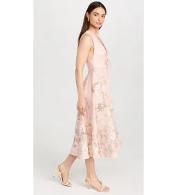 Zimmermann Waverly Plunge Midi Dress Pink Floral Size 1 / AU 10 for rent on The Volte - image 2