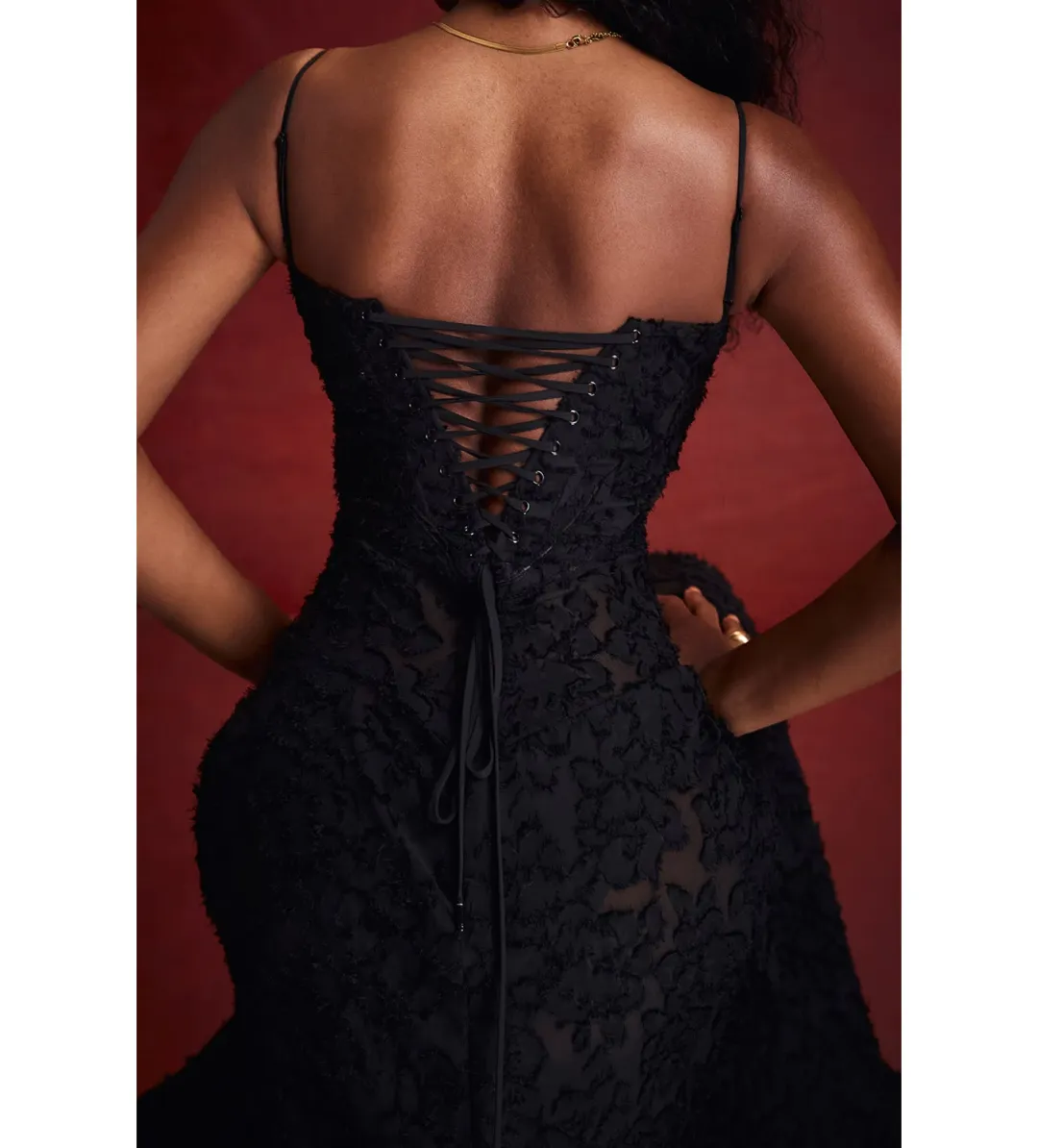 House of CB Seren Floral Lace Back Maxi Dress Black Size XS / AU 6 for rent on The Volte - main image